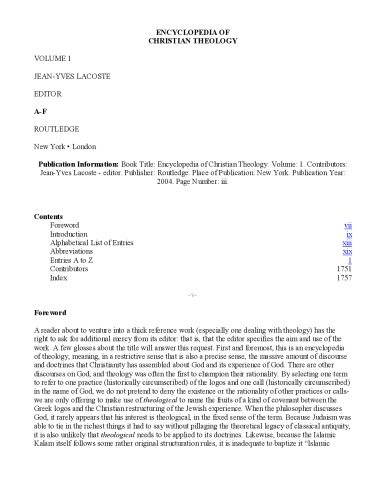 Encyclopedia Of Christian Theology Vol 1 Jeanyves Lacoste