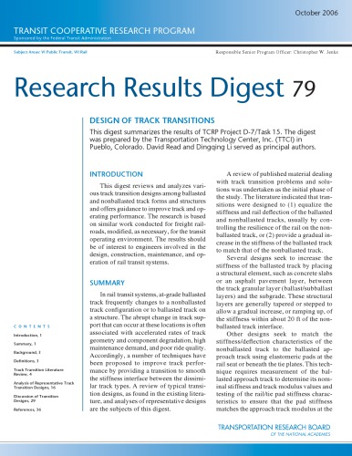Design Of Track Transitions