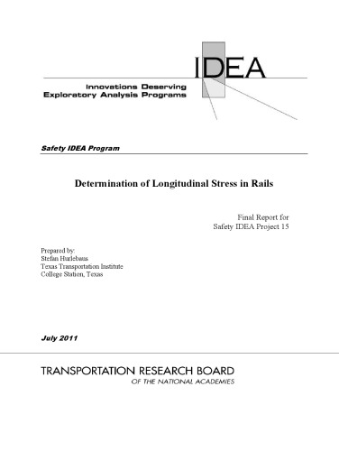 Determination Of Longitudinal Stress In Rails Hurlebaus Stefan