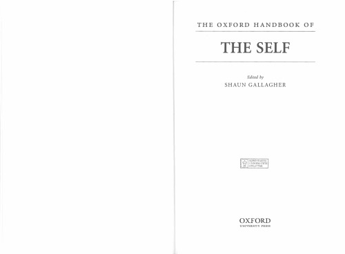 The Oxford Handbook Of The Self Shaun Gallagher Editor