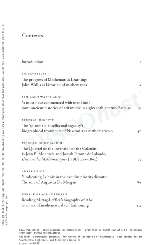 The History Of The History Of Mathematics Case Studies For The Seventeenth Eighteenth And Nineteenth Centuries Benjamin Wardhaugh Ed