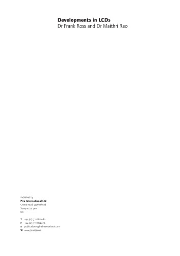 Developments In Lcds Pira International Ltd