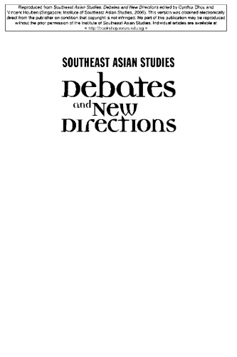 Southeast Asian Studies Debates And New Directions Cynthia Chou