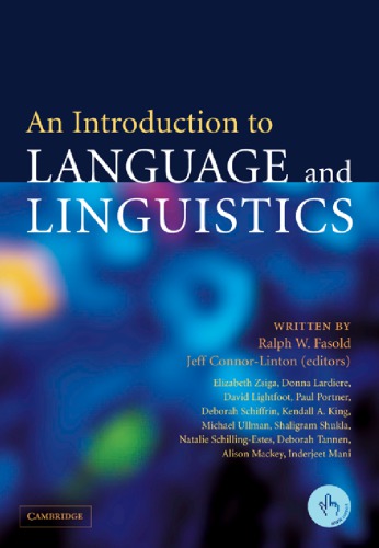 An Introduction To Language And Linguistics Ralph Fasold Jeffrey Connorlinton