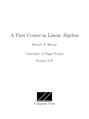 A First Course In Linear Algebra 3ed Free Web Version Beezer Ra
