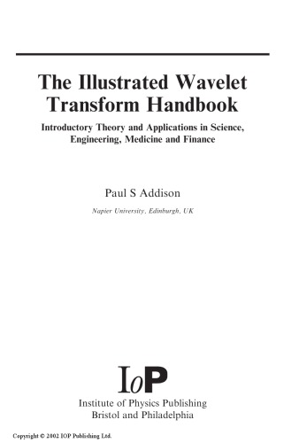The Illustrated Wavelet Transform Handbook Introductory Theory And Applications Addison Ps