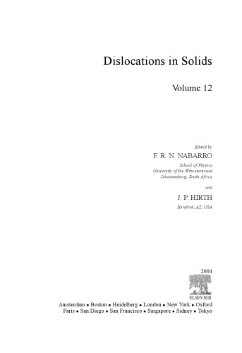 Dislocations In Solids Vol 12 Frn Nabarro Jp Hirth Eds