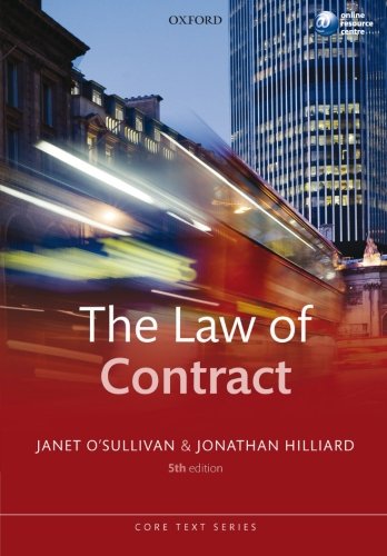 The Law Of Contract 5th Edition Janet Osullivan Jonathan Hilliard