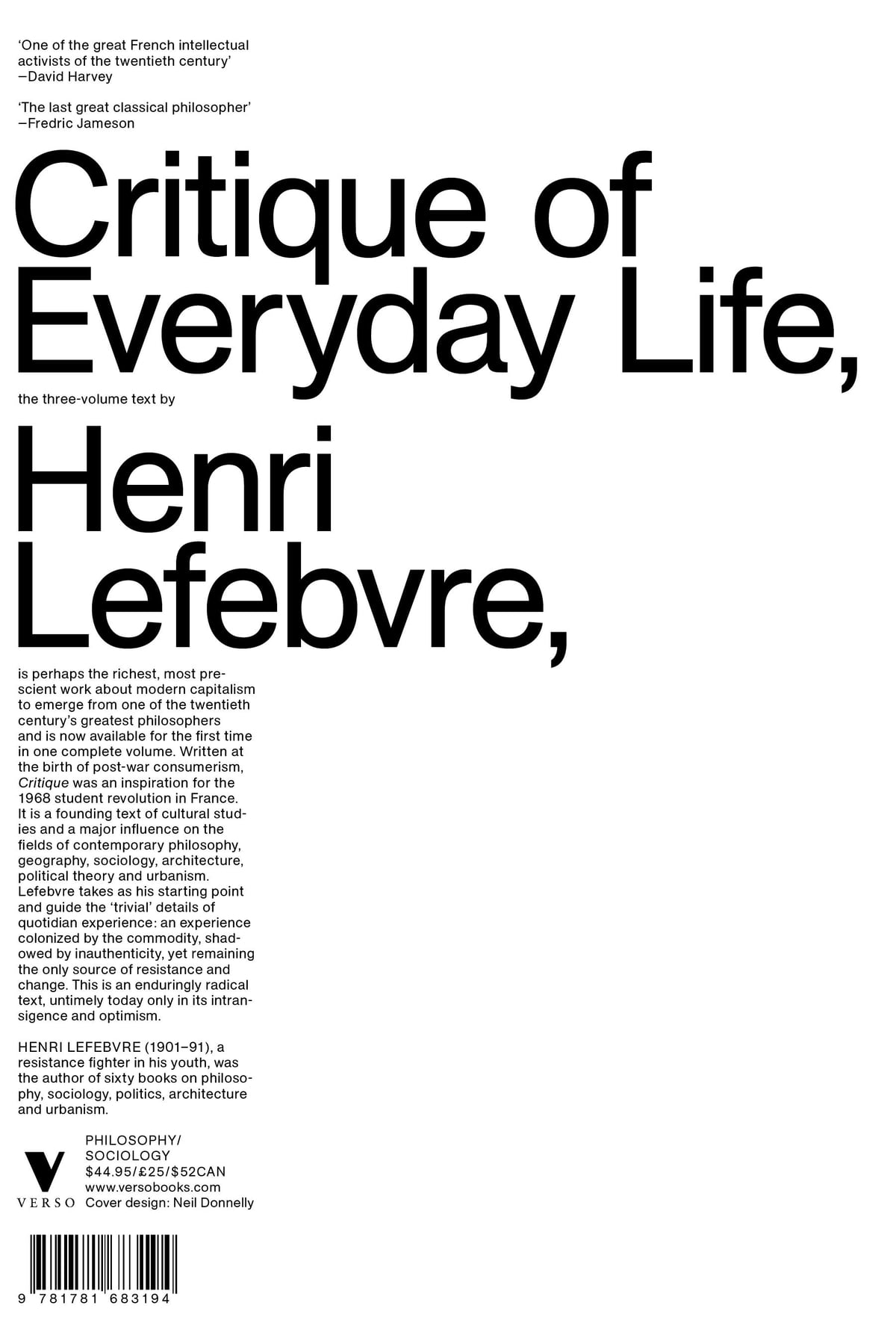 Critique Of Everyday Life The Onevolumeedition 3volsin1edition Henri Lefebvre