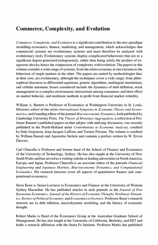 Commerce Complexity And Evolution Topics In Economics Finance Marketing And Management Proceedings Of The Twelfth International Symposium In Symposia In Economic Theory And Econometrics William A Barnett