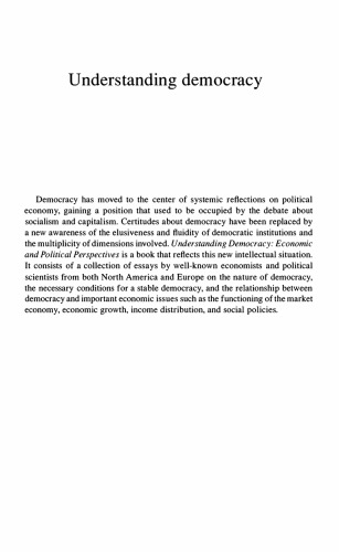 Understanding Democracy Economic And Political Perspectives Albert Breton
