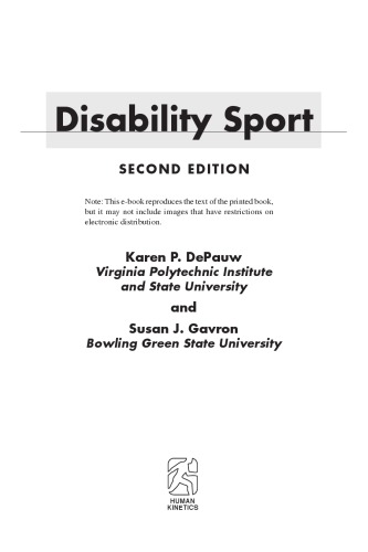 Disability Sport Karen P Depauw Susan J Gavron