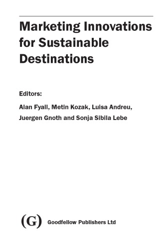 Marketing Innovations For Sustainable Destinations Alan Fyall
