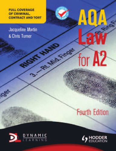 Aqa Law For A2 4th Ed Jacqueline Martin Chris Turner Denis Lanser