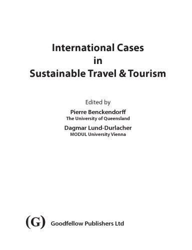 International Cases In Sustainable Travel Tourism Pierre Benckendorff