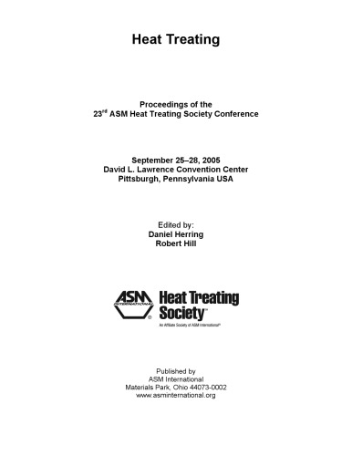 Heat Treating Proceedings Of The 23rd Heat Treating Society Conference 1st Edition Daniel Herring