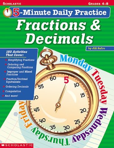 5minute Daily Practice Fractions Decimals Grades 48 Jill Safro