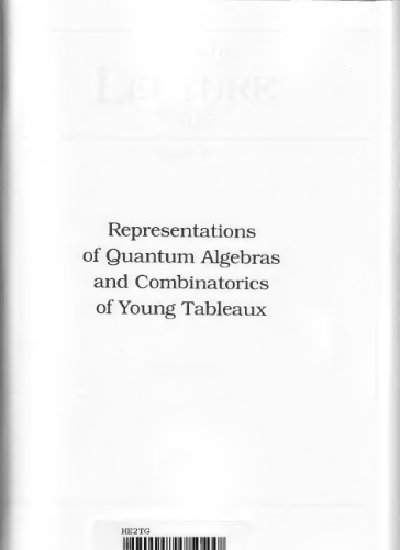 Representations Of Quantum Algebras And Combinatorics Of Young Tableaux Susumu Ariki