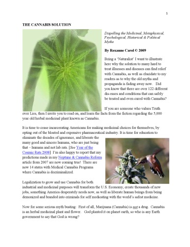 The Cannabis Solution Roxanne Carol