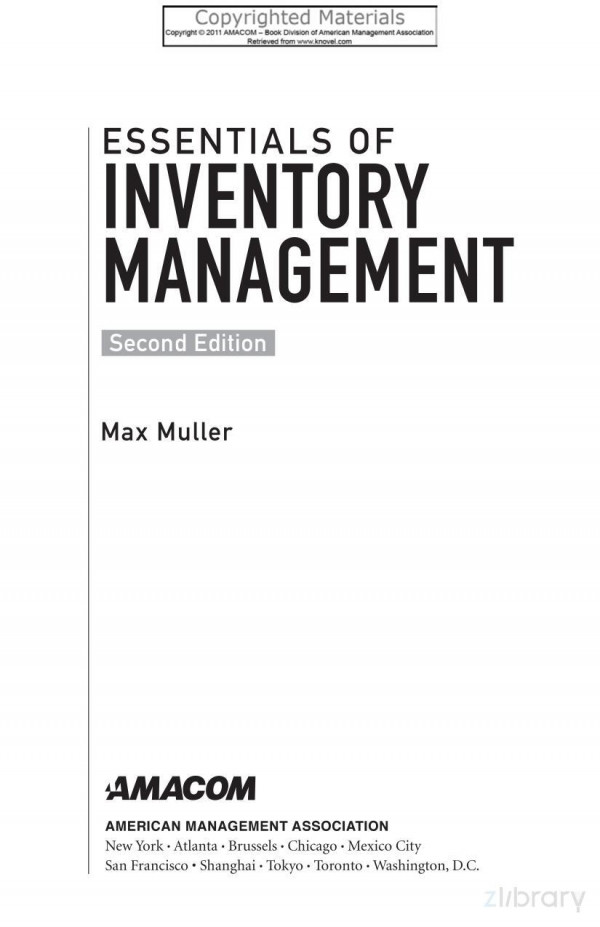 Essentials Of Inventory Management 2nd Edition Max Muller