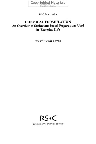 Chemical Formulation An Overview Of Surfactantbased Preparations Used In Everyday Life Hargreaves