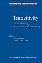 Transitivity Form Meaning Acquisition And Processing Patrick Brandt Marco Garcia Garcia