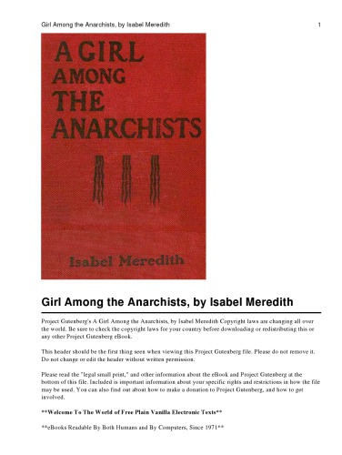 A Girl Among The Anarchists Isabel Meredith