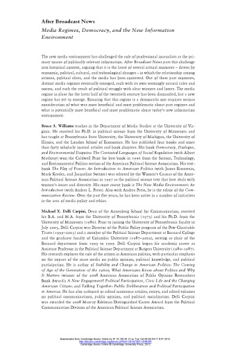 After Broadcast News Media Regimes Democracy And The New Information Environment Communication Society And Politics Paperback Michael X Delli Carpini