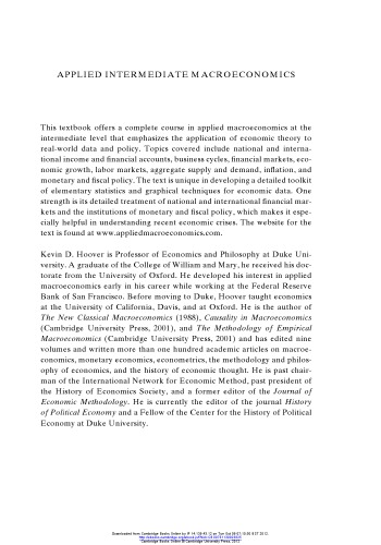Applied Intermediate Macroeconomics Kevin D Hoover