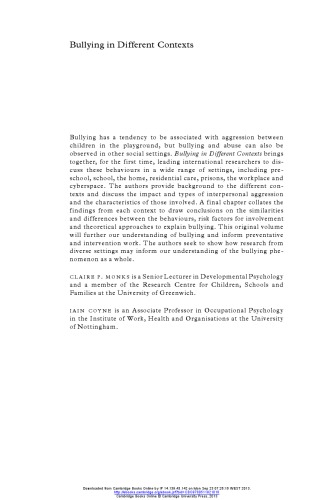 Bullying In Different Contexts Claire P Monks Iain Coyne