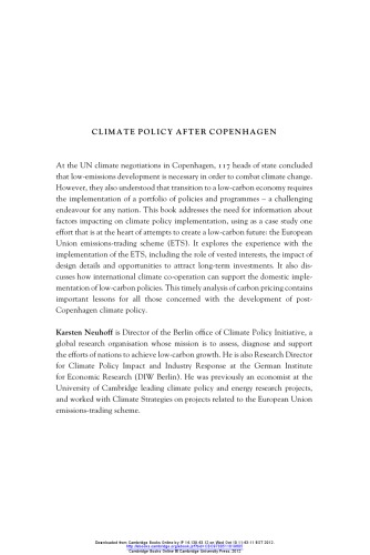 Climate Policy After Copenhagen The Role Of Carbon Pricing Karsten Neuhoff