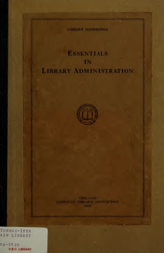 Essentials In Library Administration Stearns Lutie Eugenia