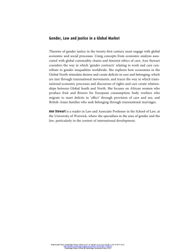 Gender Law And Justice In A Global Market Law In Context Paperback Ann Stewart