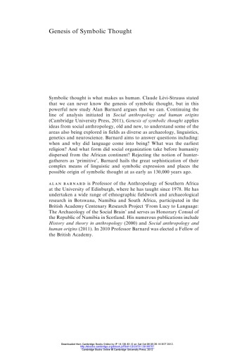 Genesis Of Symbolic Thought Alan Barnard