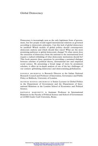Global Democracy Normative And Empirical Perspectives Daniele Archibugi Mathias Koenigarchibugi Raffaele Marchetti