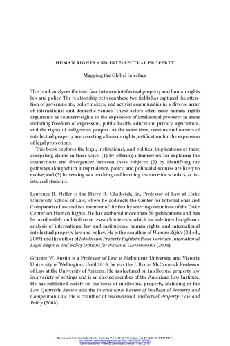 Human Rights And Intellectual Property Mapping The Global Interface Laurence R Helfer Graeme W Austin