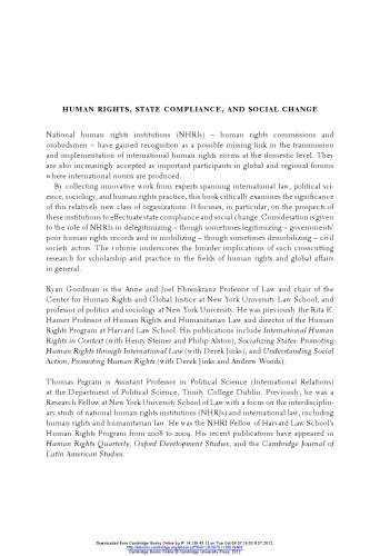 Human Rights State Compliance And Social Change Assessing National Human Rights Institutions Ryan Goodman Thomas Pegram