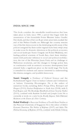 India Since 1980 Sumit Ganguly Rahul Mukherji