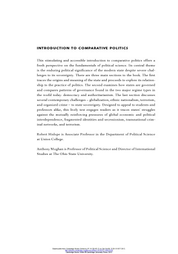 Introduction To Comparative Politics The State And Its Challenges Robert Hislope Anthony Mughan