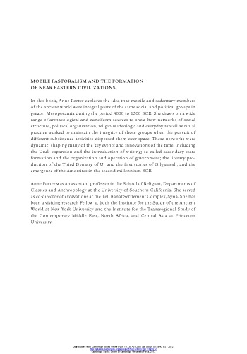 Mobile Pastoralism And The Formation Of Near Eastern Civilizations Weaving Together Society Anne Porter