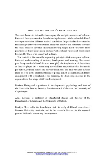 Motives In Childrens Development Culturalhistorical Approaches Mariane Hedegaard Anne Edwards Marilyn Fleer