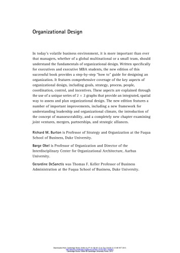 Organizational Design A Stepbystep Approach Richard M Burton Børge Obel Gerardine Desanctis