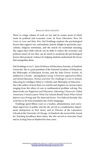 Peace Education How We Come To Love And Hate War Nel Noddings
