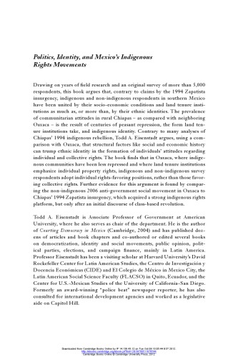 Politics Identity And Mexicos Indigenous Rights Movements Todd A Eisenstadt