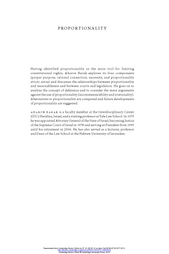 Proportionality Constitutional Rights And Their Limitations Aharon Barak