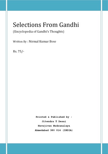 Selections From Gandhi Nirmal Kumar Bose