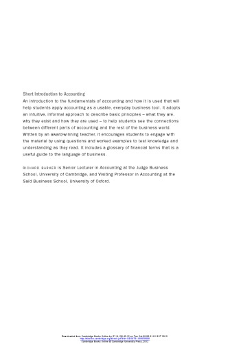 Short Introduction To Accounting Dollar Edition Richard Barker
