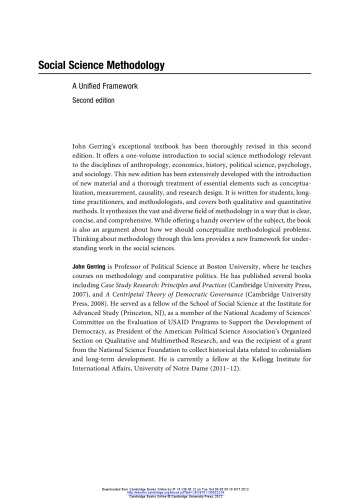 Social Science Methodology A Unified Framework John Gerring