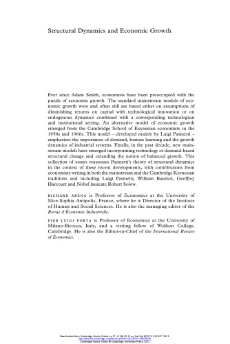 Structural Dynamics And Economic Growth Richard Arena Pier Luigi Porta