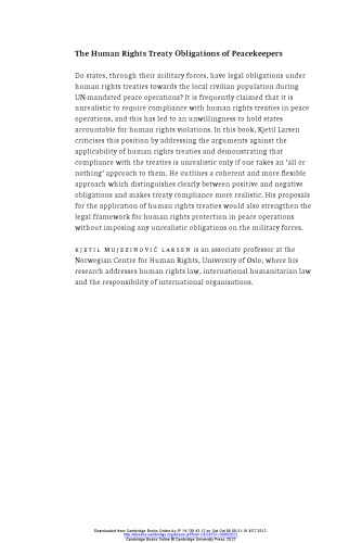 The Human Rights Treaty Obligations Of Peacekeepers Kjetil Mujezinovic Larsen